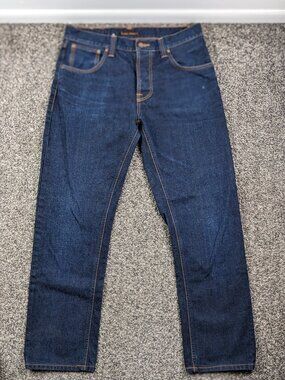 Nudie Jeans Sharp Bengt 34x29 Dark Wash 100% Cotton Blue